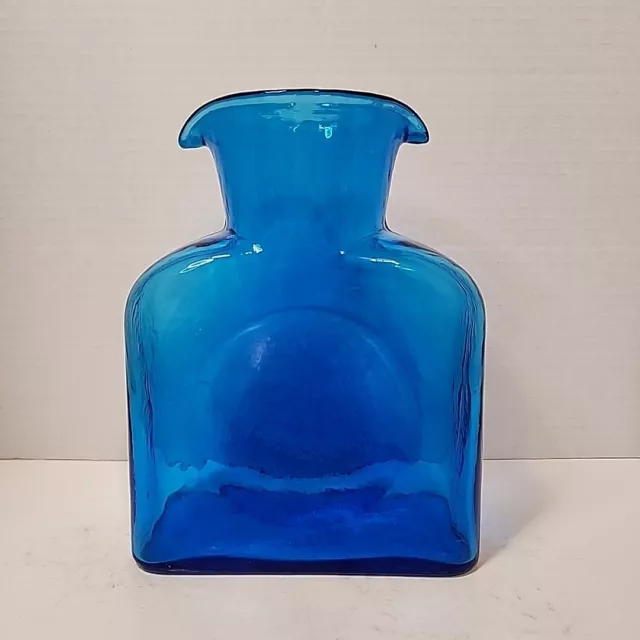 Vtg Blenko Glass Turquoise Double Spout Water Bottle Pitcher 384 Mark 1959