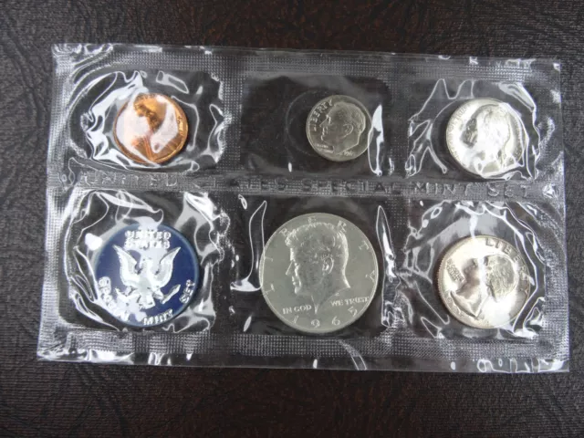 1965 SMS Special Mint Set 40% Silver Kennedy US Mint 5 Coins Cello Only