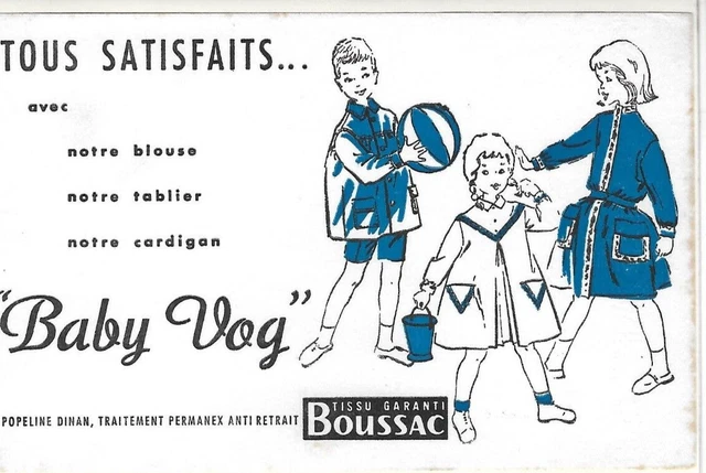 Beau buvard ancien publicitaire vêtement tissu BOUSSAC enfants jeux