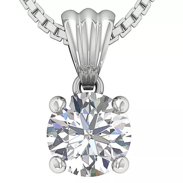 I2 H 1.16 Ct Natural Diamond 14K Solid Gold Prong Set Solitaire Pendant Necklace 3