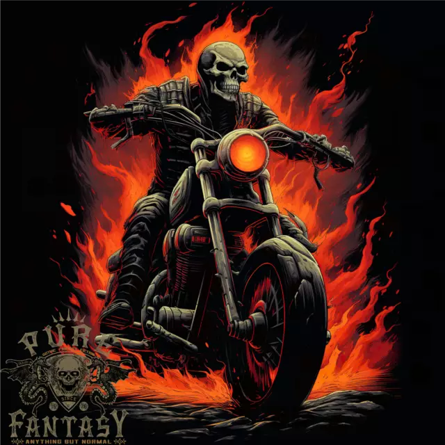 Skull Biker Motorcycle Motorbike Grim Reaper 31 Mens T-Shirt 100% Cotton