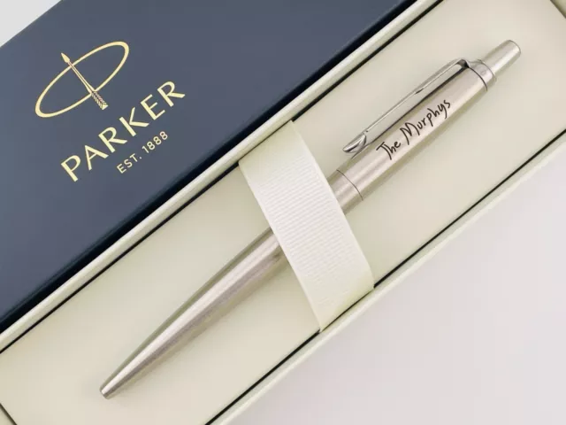 Personalized Parker Ballpoint Pen Stainless Steel Graduation Gift Blue Ink