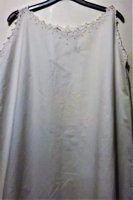 * Chemise De Nuit Ancienne * Coton Blanc * Brodee & Monogrammee *Md