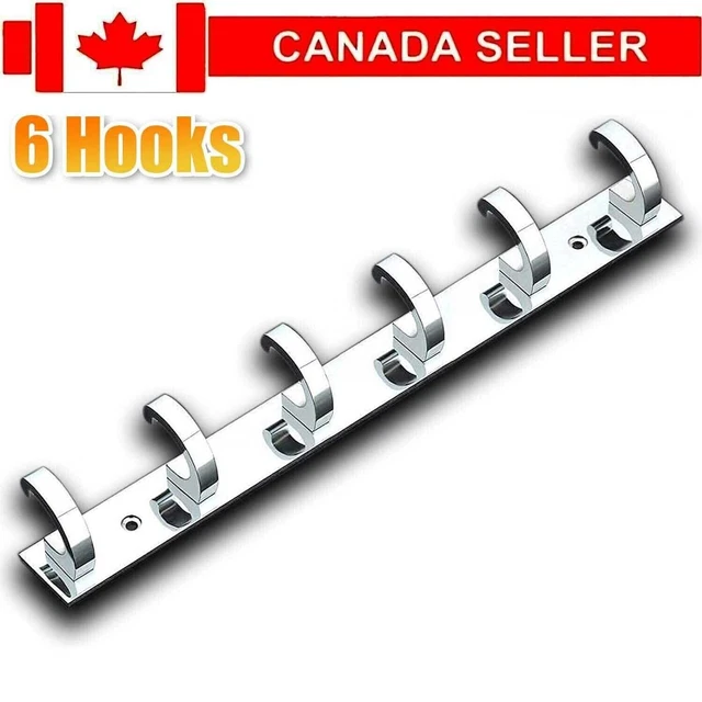 6 Hooks Wall Mount Coat Robe Hat Clothes Hanger Towel Holder Rack Key Organizer