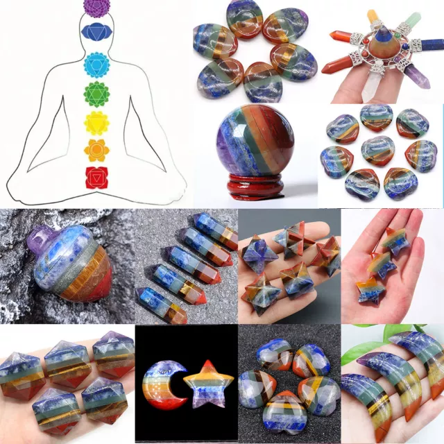 Natural Energy 7 Chakra Crystal Stones Quartz Pocket Decor Healing Gift Reiki