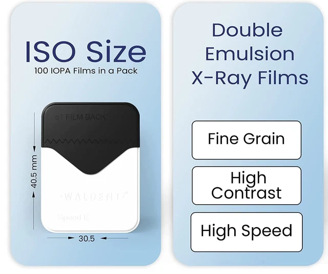DENTAL DOUBLEEMULSION XRAY Film IOPA Pack Of 100 Rounded Corners 53.