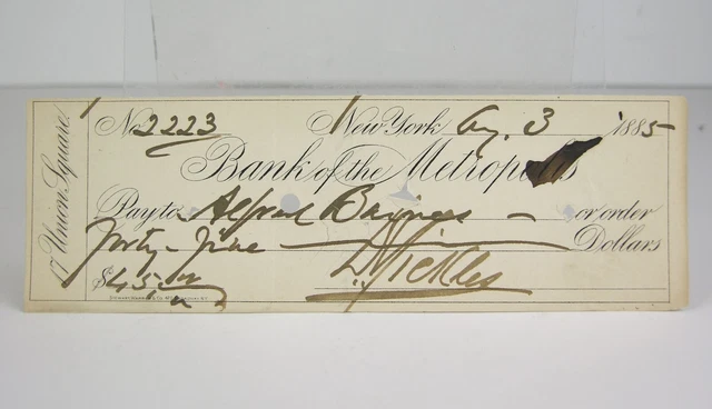 Civil War Medal Of Honor Recipient Gen. Daniel Sickles Signed Check Gettysburg
