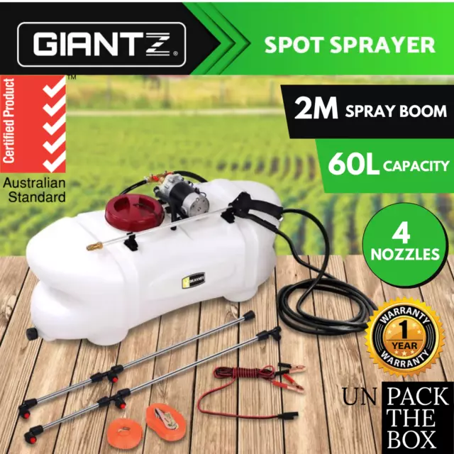 60L ATV Weed Sprayer Boom 8m 12V Pump Tank Chemical Farm Spray Spot Quad Bike