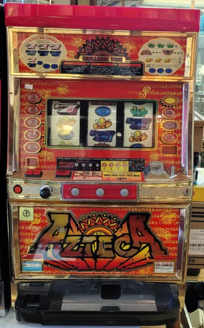 Vintage Azteca Medal Operated Slot Machine B-Type, Works & Includes Medals.