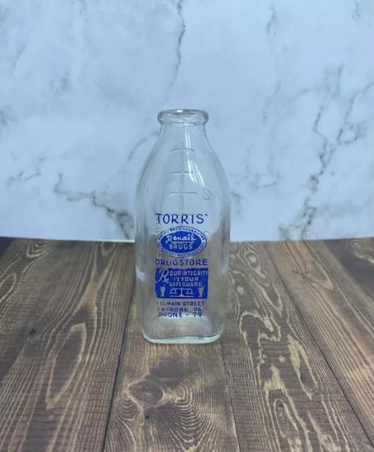 Antique Glass Apothecary Bottle Torris Rexall Drugstore Latrobe PA