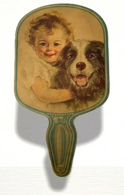 Vintage Hand Fan Toddler with Dog Drink Tip Top Soda Water Advertising St.Louis