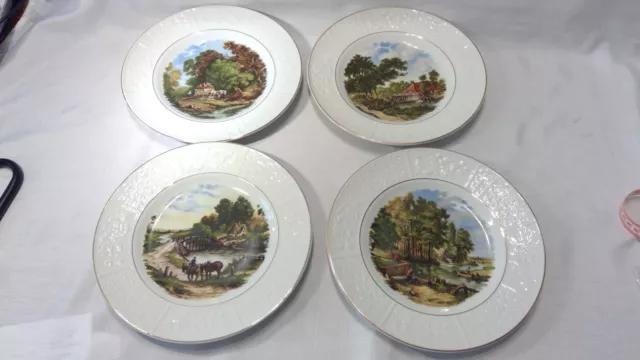 Decorative Wall Plates from Woods & Sons Ironstone in Tudor Style 25cm Dia.