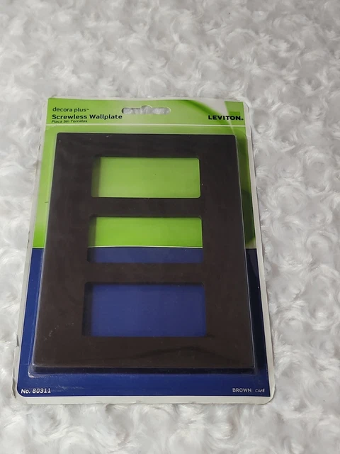 1 NEW SEALED Leviton Decora Plus Brown 3 gang Polycarbonate Screwless Wallplate