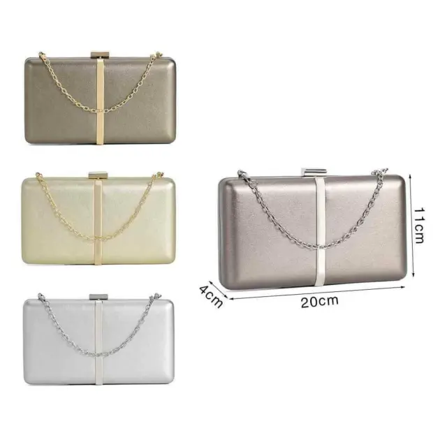 Womens Designer Style Metallic Clutch Bag Ladies Evening Party Handbag Purse