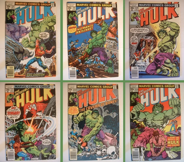 Incredible Hulk Lot - Marvel 1977-78 - #218 219 220 221 222 223! Six Issue Run!