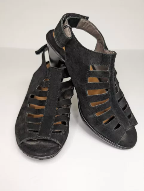 EURO SOFT BY SOFFT Black Suede Comfort Strappy VESTA Heels Sandals Size 8M 14.99 PicClick