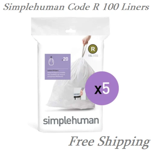 Simplehuman Liner Guide Code SIMPLEHUMAN CODE R Custom Fit Liners, Trash Bags, 10 Liter / 2.6 Gallon ...