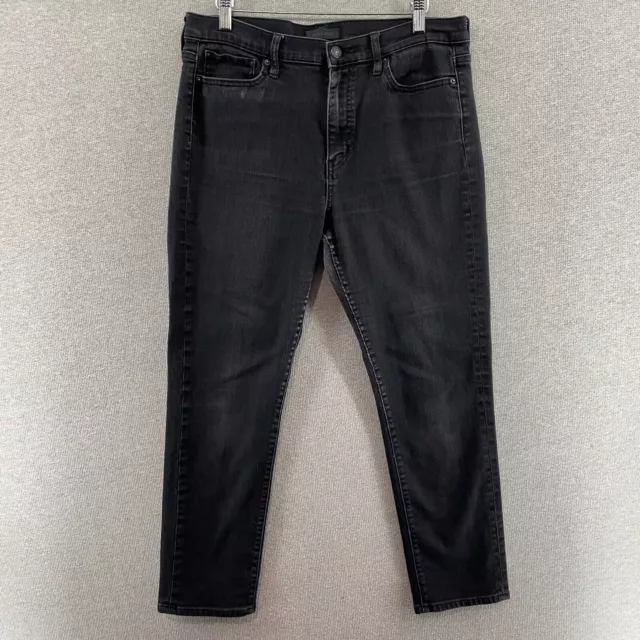 UNIQLO Womens Jeans Black 30X27 High Rise Straight Slim Fit Japanese Denim Dark
