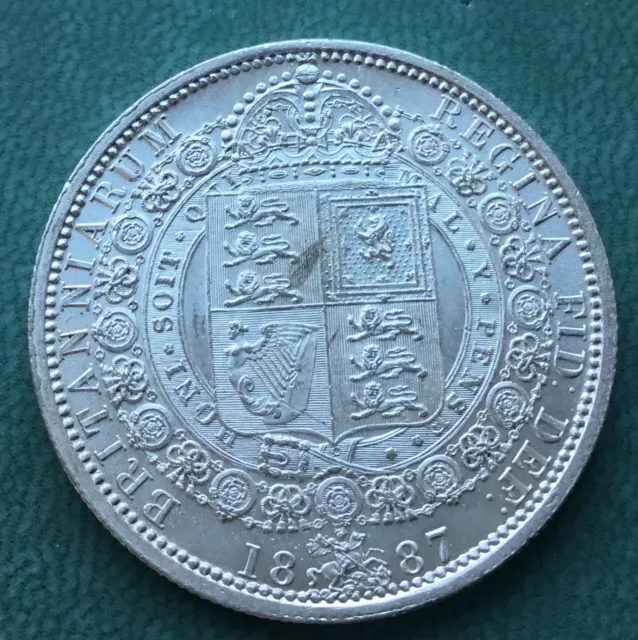 High Grade 1887 Silver Victoria Halfcrown coin