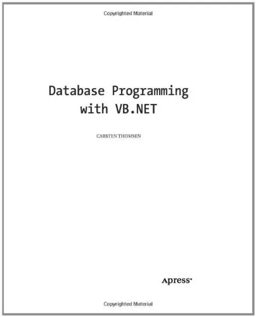 Database Programming with Visual Basic .NET Paperback Carsten Tho