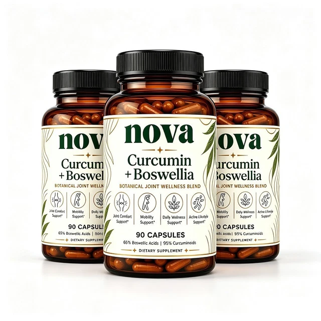 3PCS NOVA CURCUMIN Boswellia Supplement Mobility Support Supplements 90 ...