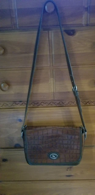 Dooney & Bourke Croco Small Leather Cognac Brown Crossbody