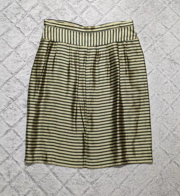 Dries Van Noten Skirt Women's 40/10Green Gold Stripe Shiny Rayon Pull On