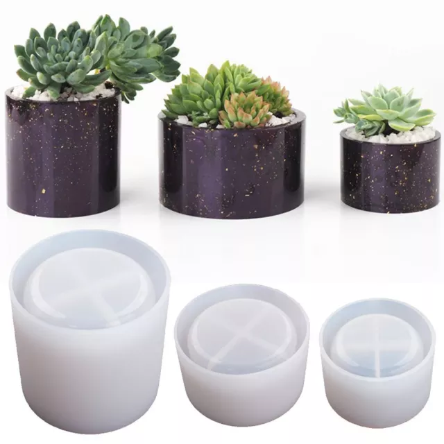 Cylinder Silicone Mold DIY Succulent Flower Pot Concrete Cement Clay Molds 2