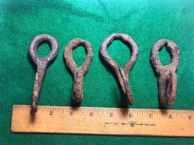 Vintage Early 1800's Wrought Iron Hooks Blacksmith Made Antique Mule Tack