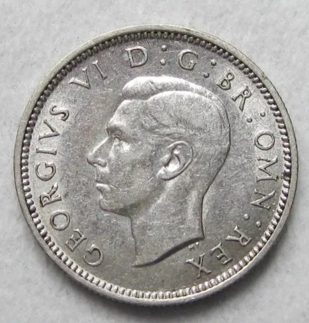 1942 Uk Great Britain  6 Sixpence Silver Coin .500 Very Nice