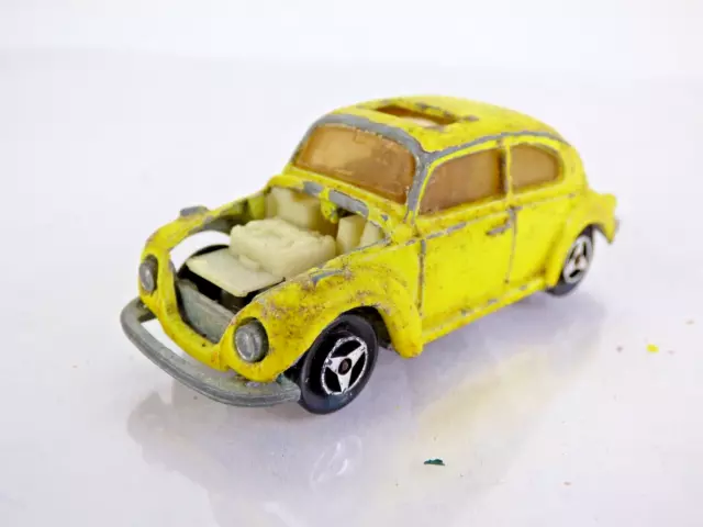 Majorette Volkswagen Beetle 1302 No 202 1:60 Yellow Collectible Toy Car Vintage