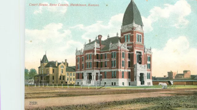 Kansas, KS, Hutchinson, Court House, Reno County 1910's Postcard