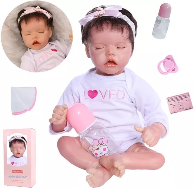 48CM Reborn Baby Toddler Puppe Ganzkörper Silikon Lebensecht Handgemacht Mädchen