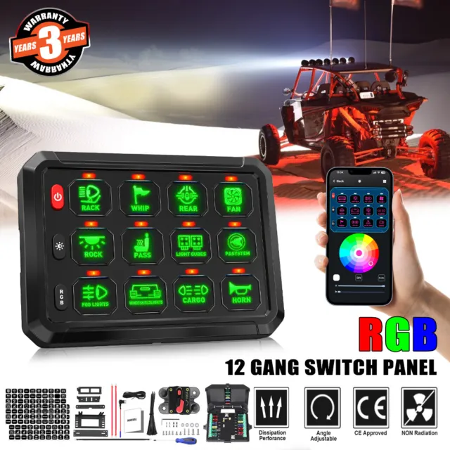 Multifunction 12 Gang RGB Switch Panel bluetooth App Remote Controller 12V 24V