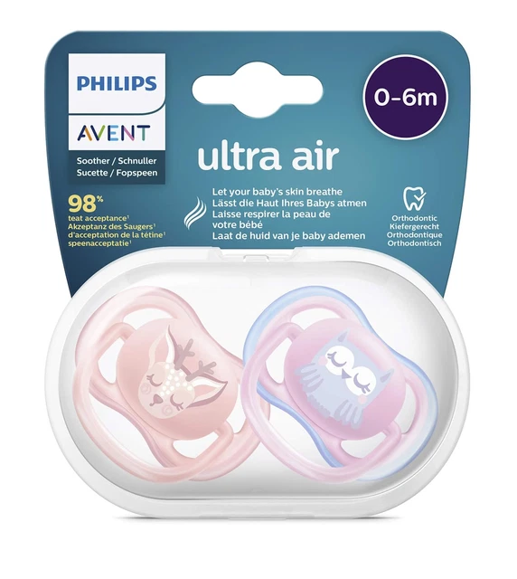 Philips Avent Ultra Air Schnuller - 2Er Pack, Bpa-Freier, Atmungsaktiver Schnull