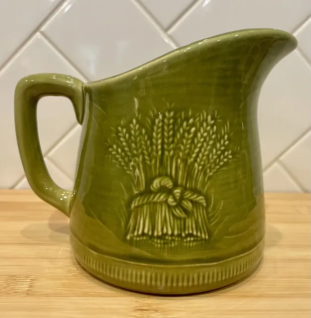 Franciscan Vintage Harvest Wheat Pottery Pitcher/Creamer Winter Green  USA