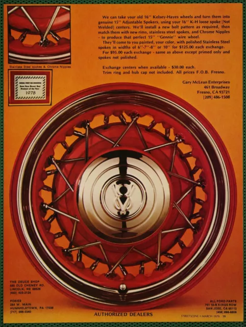 McLean Adjustable Spoke Wheels Kelsey Hayes Fresno Vintage Print Ad 1979