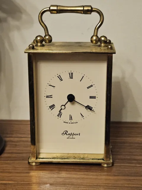 Vintage Rapport London Solid Brass Cariage Clock Battery