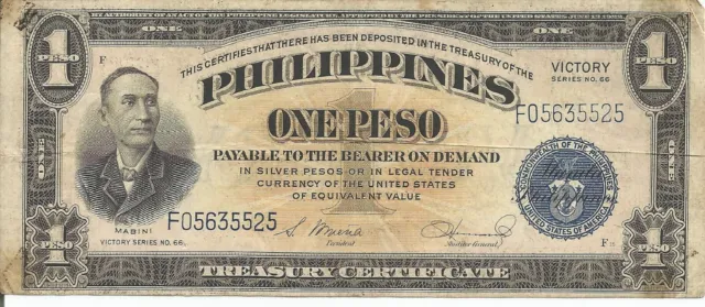 Philippines 1 Peso   Victory   Note   Circulated   # 47