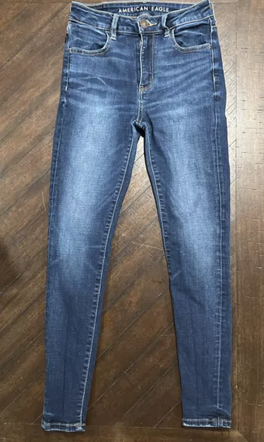 American Eagle Jeans Women’s 2 Short Hi-Rise Jegging Blue Denim Super Stretch