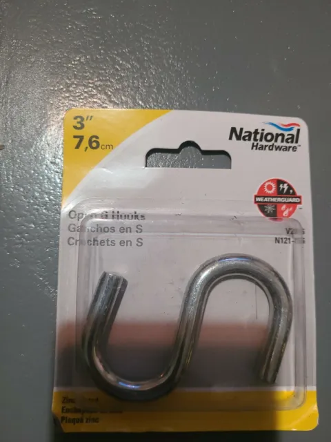 National 3 In. Zinc Heavy Open S Hook N121756