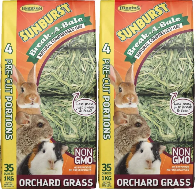 Higgins Sunburst Break-a-Bale Orchard Grass, 35 Ounces Each, for Small Pets (...