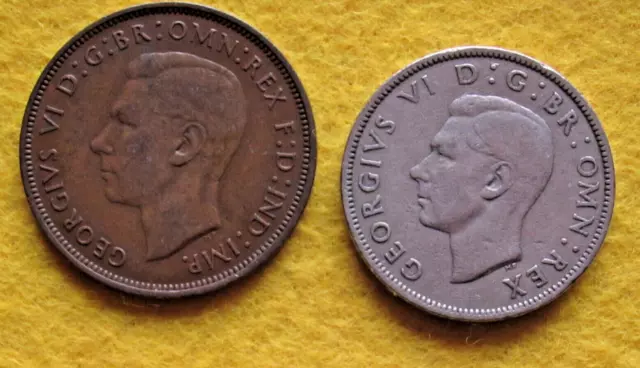 2 alte Münzen aus England, Großbritannien, George,  (j47/8)