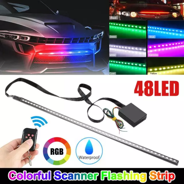 48 LED Licht RGB  7 Farbe Wasserdicht Knight Rider Scanner Flash Strobe Remote