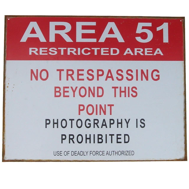 Tin Metal Sign- US Area 51 Restricted No Trespassing -Vintage Bar/Pub Wall Decor