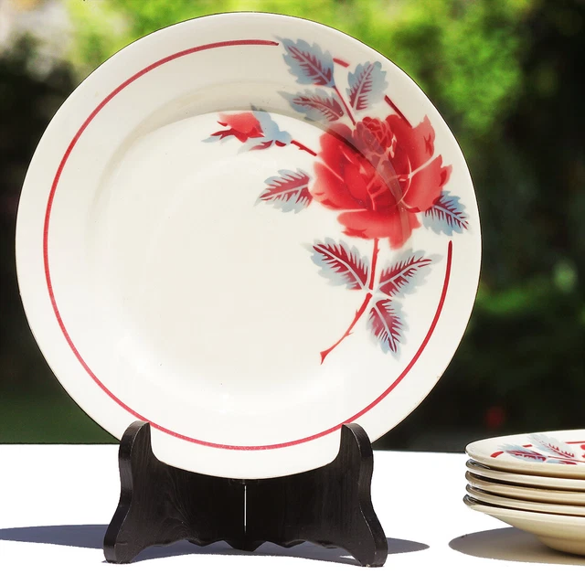 Lot De 6 Assiettes Plates Moulin Des Loups - Motif ORCHIE A. Renoir - Diamètre 19 Cm - Bon état