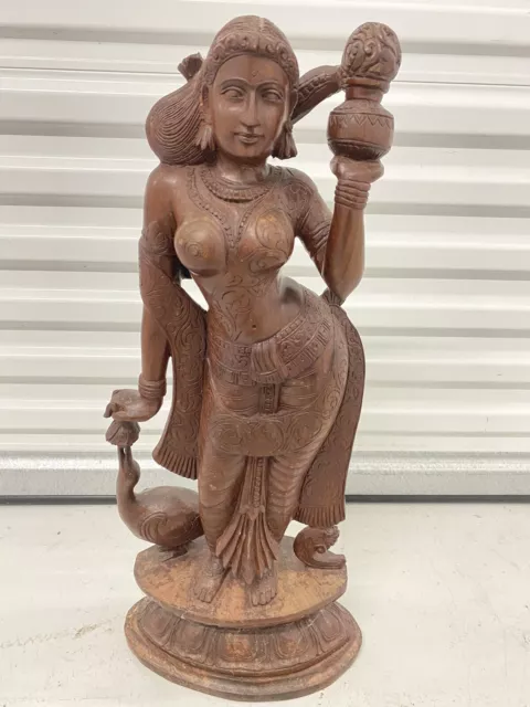 Sculpture Indian statue object wood old character antique style 20th century