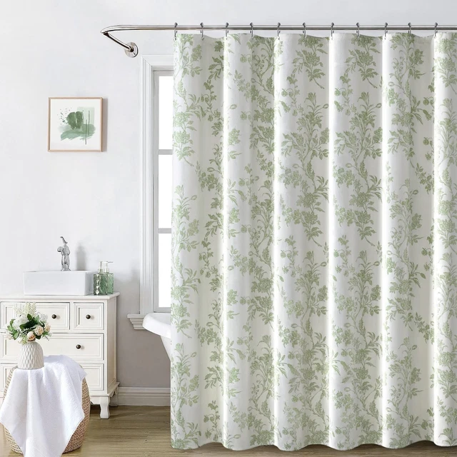 SAGE GREEN SHOWER Curtain,Cotton Floral Cottagecore Spring Shower