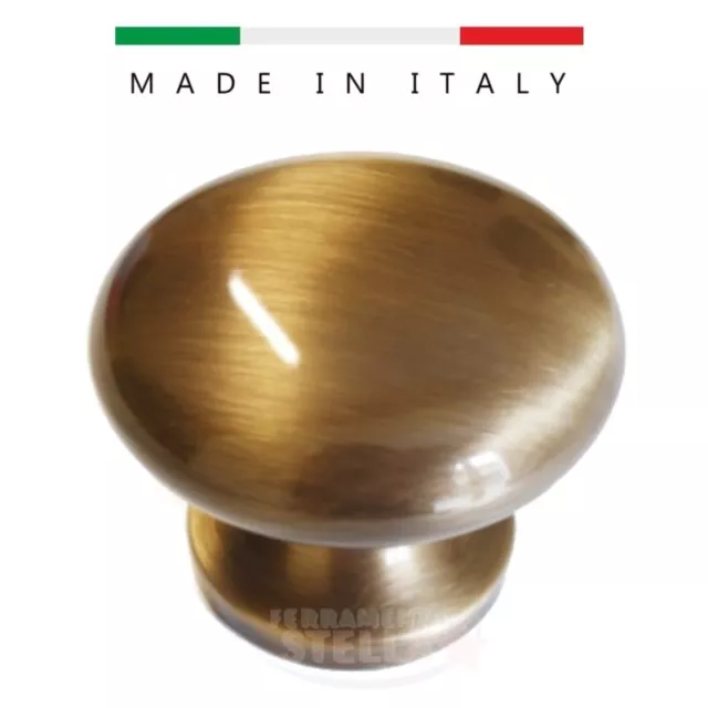 POMOLO POMO FISSO POMELLO BRONZO GRAFFIATO ø 65 MANIGLIA PORTA INGRESSO PORTONE