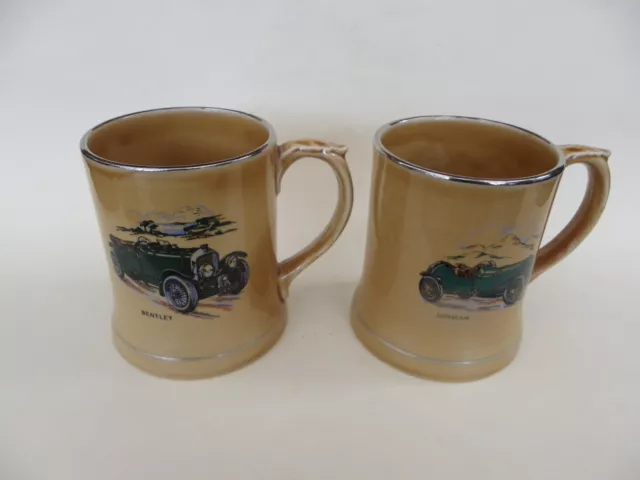 Vintage Pair of Wade Veteran Car Club Large Tankards "Sunbeam" & "Bentley"